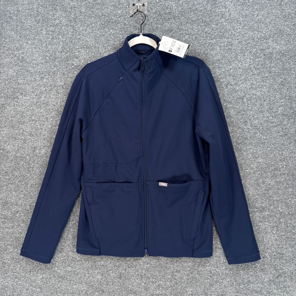 Figs Jacket Jacket Mens Small Navy Blue Full Zip Technical Scrub Tri-Knit Nwt